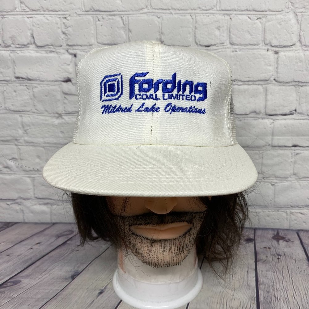 Vintage Trucker Hat Mesh Cap Snapback White Fording Coal Limited MILFRED Lake Op